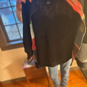 Womens Black and Red Plaid Sweater